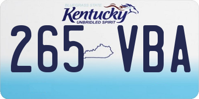 KY license plate 265VBA