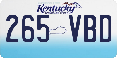 KY license plate 265VBD