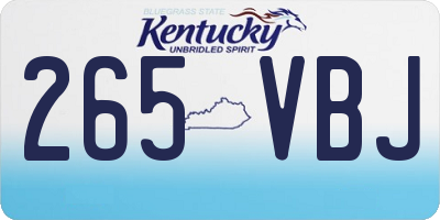 KY license plate 265VBJ