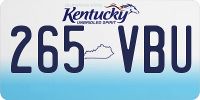 KY license plate 265VBU