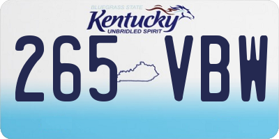 KY license plate 265VBW