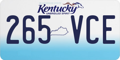 KY license plate 265VCE