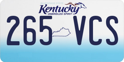 KY license plate 265VCS