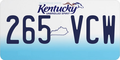 KY license plate 265VCW