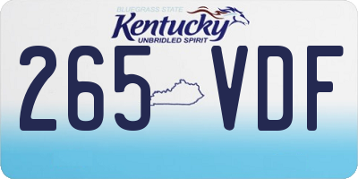 KY license plate 265VDF