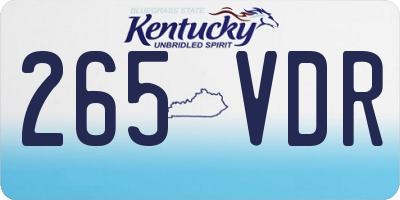 KY license plate 265VDR