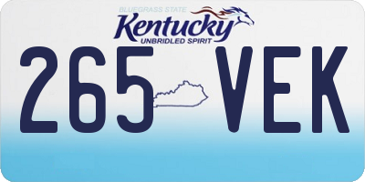 KY license plate 265VEK
