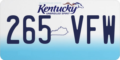 KY license plate 265VFW
