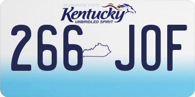 KY license plate 266JOF