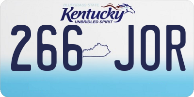 KY license plate 266JOR