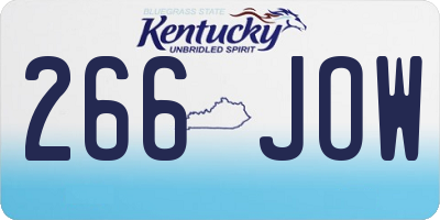 KY license plate 266JOW