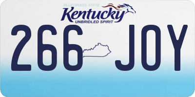 KY license plate 266JOY