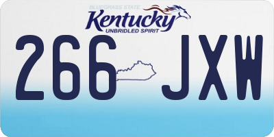 KY license plate 266JXW