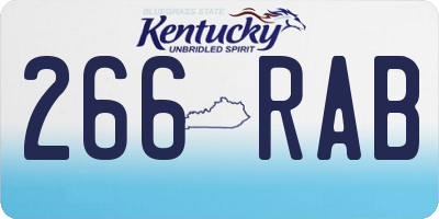 KY license plate 266RAB