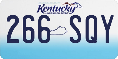 KY license plate 266SQY