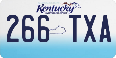 KY license plate 266TXA