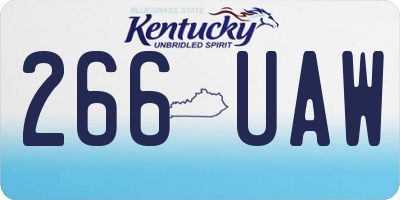 KY license plate 266UAW