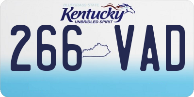 KY license plate 266VAD