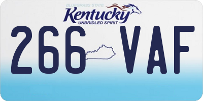 KY license plate 266VAF