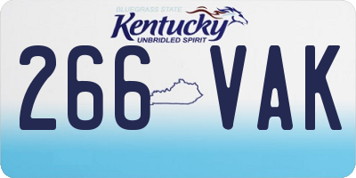 KY license plate 266VAK