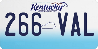 KY license plate 266VAL
