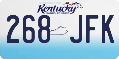 KY license plate 268JFK