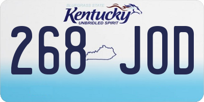 KY license plate 268JOD