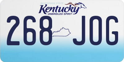KY license plate 268JOG