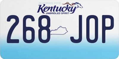 KY license plate 268JOP