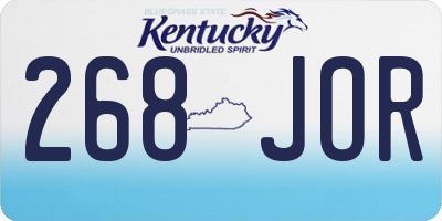 KY license plate 268JOR