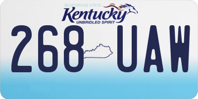 KY license plate 268UAW