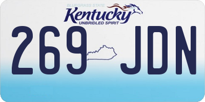 KY license plate 269JDN