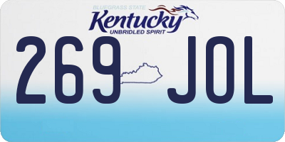 KY license plate 269JOL
