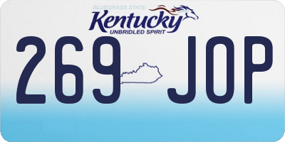 KY license plate 269JOP