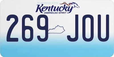 KY license plate 269JOU