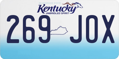 KY license plate 269JOX