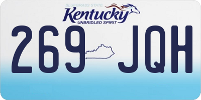 KY license plate 269JQH