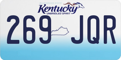 KY license plate 269JQR
