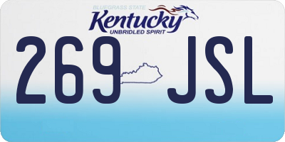 KY license plate 269JSL