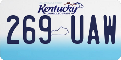 KY license plate 269UAW