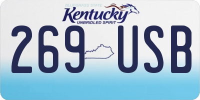 KY license plate 269USB