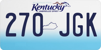 KY license plate 270JGK