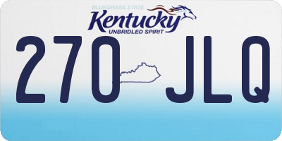 KY license plate 270JLQ