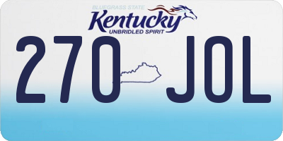 KY license plate 270JOL