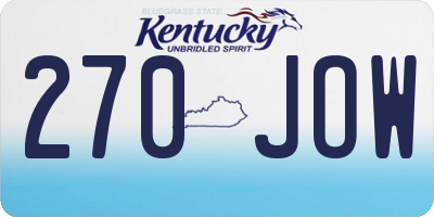 KY license plate 270JOW