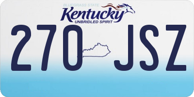 KY license plate 270JSZ