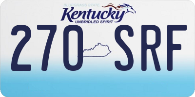 KY license plate 270SRF
