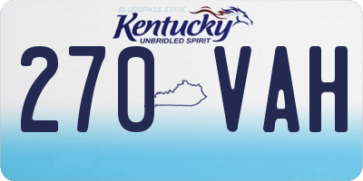 KY license plate 270VAH