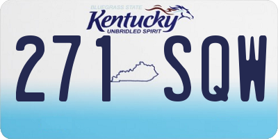 KY license plate 271SQW