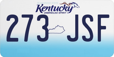 KY license plate 273JSF